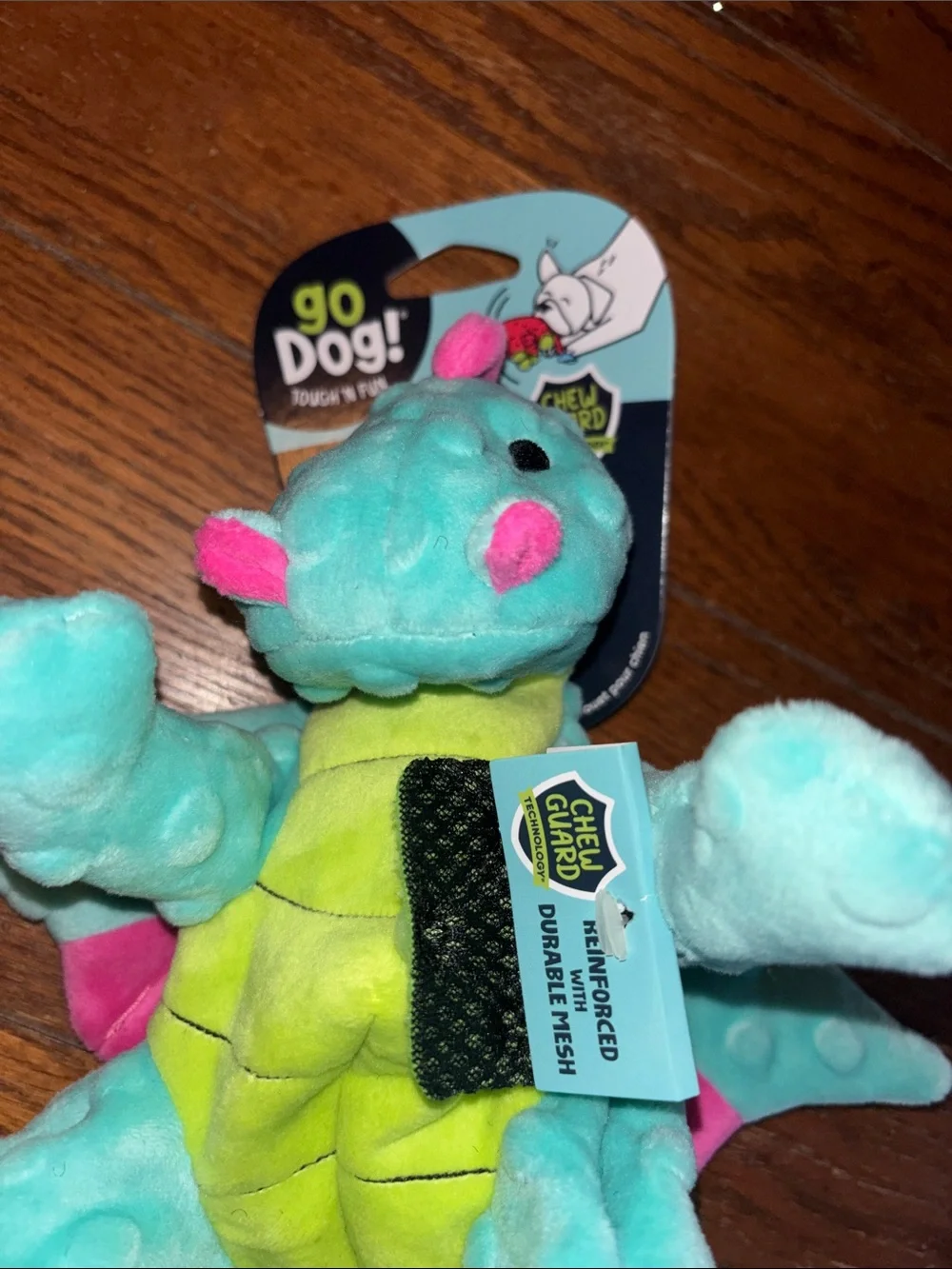 Go Dog! Plush Sea Dragon Toy - Aqua with Pink Accents
